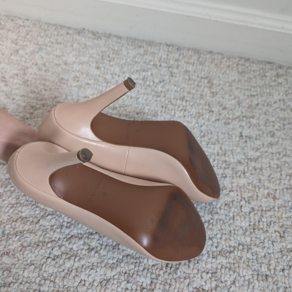 Cole Haan Elegant Nude Peep-Toe Heels - Picture 5 of 8